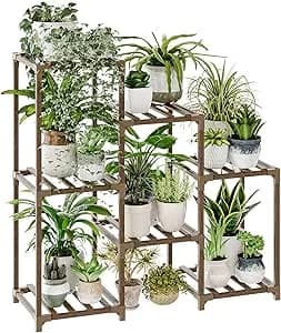 Bamworld Plant Stand Indoor Wood Plant Shelf