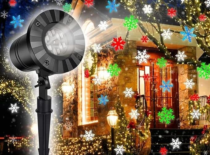Christmas LED Projection Lights Moving Snowflakes Projector