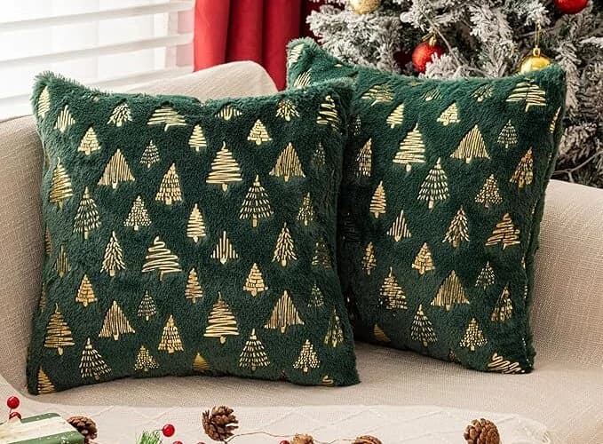 Christmas Tree Green Throw Pillow Covers 18x18inch