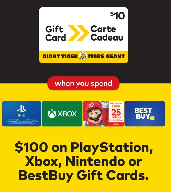Giant Tiger Canada: Get A $10 Gift Card When You Purchase Select $100 Gift Cards