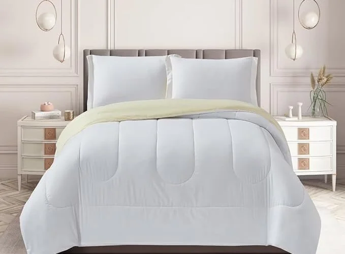 HENGWEITEXT Queen Comforter SetWhite Comforter Queen Size