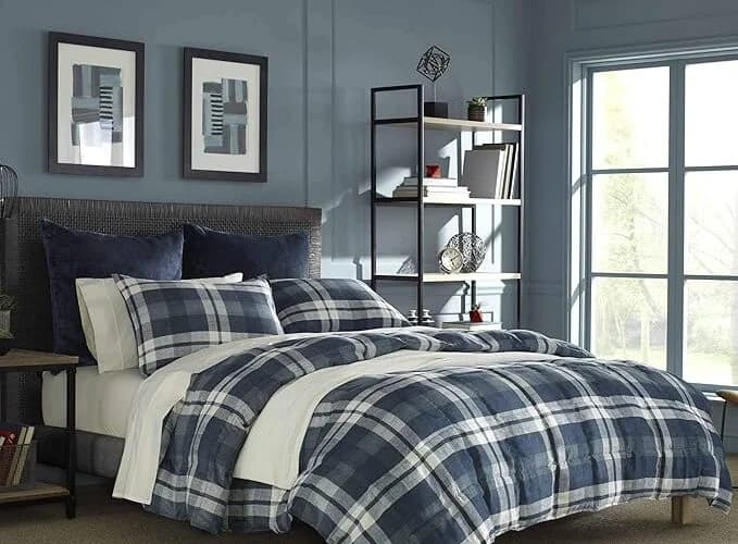 Nautica Crossview Plaid Comforter Set King Navy