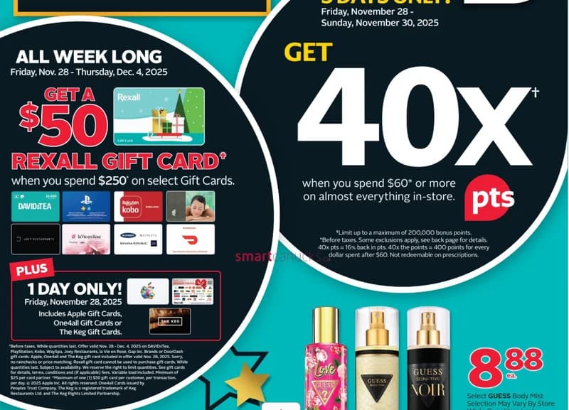 Rexall Canada: Get a $50 Rexall Gift Card When You Spend $250 on Select Gift Cards