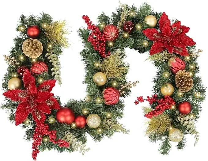 WBHome Prelit 6 Feet/72 Inch Christmas Garland