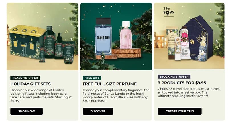 Yves Rocher Canada: Holiday Game up to 30% off Three Products + Stocking Stuffers 3 for $9.95 + Free Gift with Purchase + More